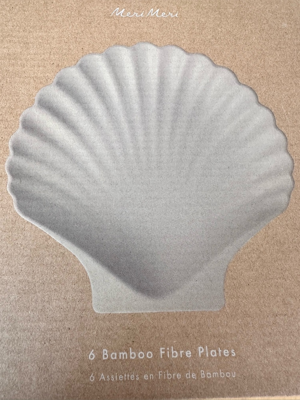New Meri Meri Natural Reusable Bamboo Shell Plates, Pack of 6